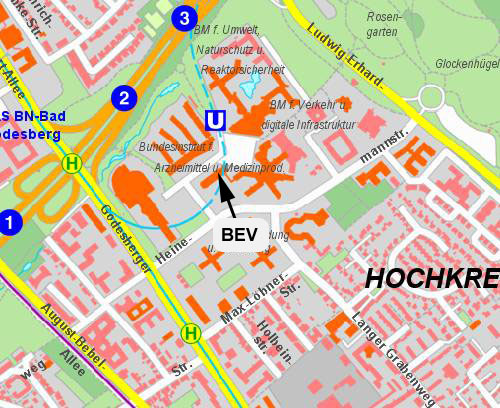 Kartenausschnitt aus dem Angebot der Seite www.bonn.de 